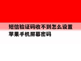 短信验证码收不到怎么设置苹果手机屏幕密码的简单介绍