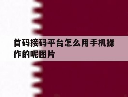 首码接码平台怎么用手机操作的呢图片的简单介绍