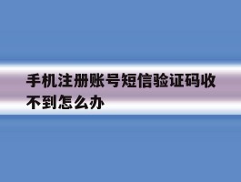 手机注册账号短信验证码收不到怎么办