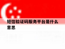 短信验证码服务平台是什么意思