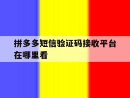 拼多多短信验证码接收平台在哪里看