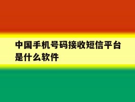 中国手机号码接收短信平台是什么软件