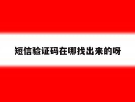 短信验证码在哪找出来的呀