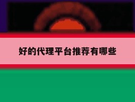 好的代理平台推荐有哪些