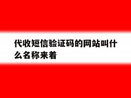代收短信验证码的网站叫什么名称来着
