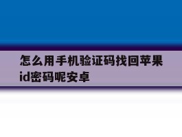 怎么用手机验证码找回苹果id密码呢安卓的简单介绍