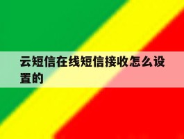 云短信在线短信接收怎么设置的