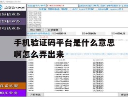 手机验证码平台是什么意思啊怎么弄出来