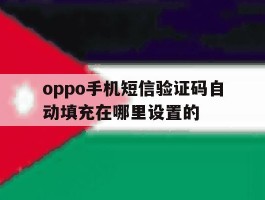 oppo手机短信验证码自动填充在哪里设置的