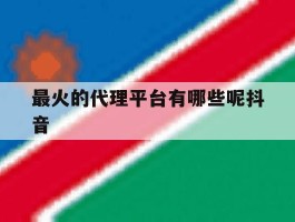 关于最火的代理平台有哪些呢抖音的信息