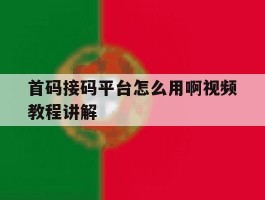 首码接码平台怎么用啊视频教程讲解