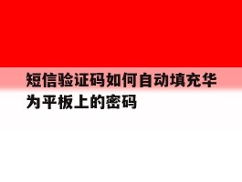 短信验证码如何自动填充华为平板上的密码