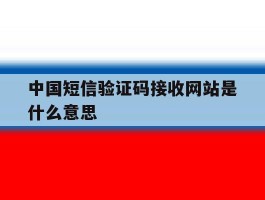 中国短信验证码接收网站是什么意思