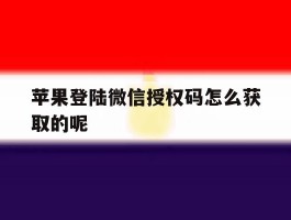 苹果登陆微信授权码怎么获取的呢