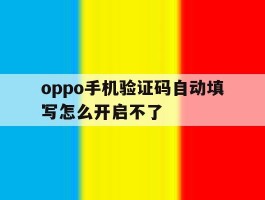 oppo手机验证码自动填写怎么开启不了