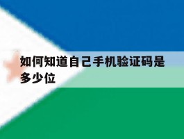如何知道自己手机验证码是多少位