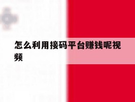 怎么利用接码平台赚钱呢视频