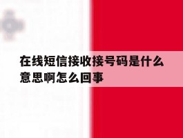 在线短信接收接号码是什么意思啊怎么回事