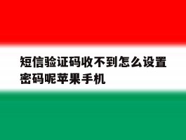短信验证码收不到怎么设置密码呢苹果手机的简单介绍