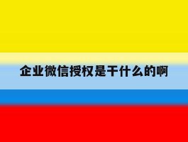 企业微信授权是干什么的啊
