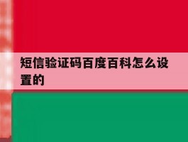 短信验证码百度百科怎么设置的