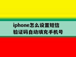 iphone怎么设置短信验证码自动填充手机号
