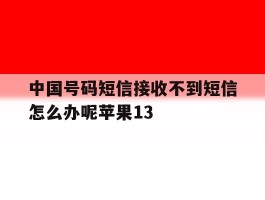 包含中国号码短信接收不到短信怎么办呢苹果13的词条