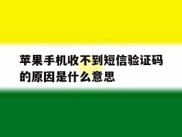 苹果手机收不到短信验证码的原因是什么意思
