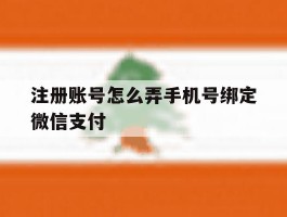 注册账号怎么弄手机号绑定微信支付