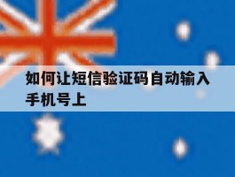 如何让短信验证码自动输入手机号上