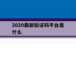 2020最新验证码平台是什么