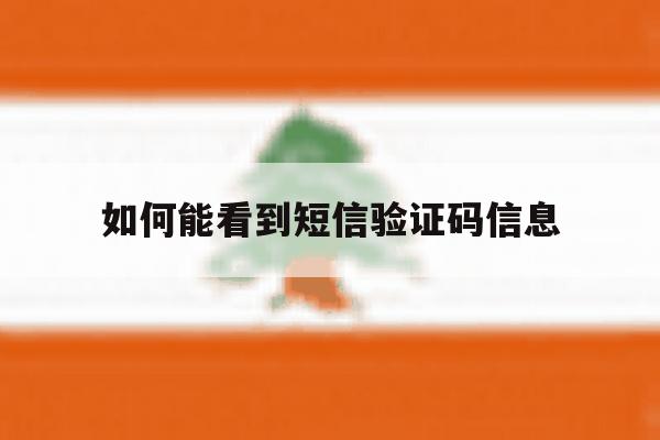 如何能看到短信验证码信息 如何能看到短信验证码信息