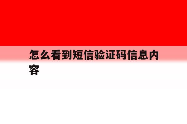 怎么看到短信验证码信息内容 怎么看到短信验证码信息内容