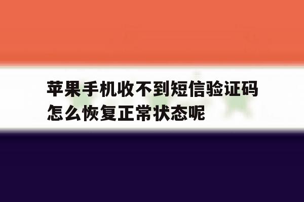 苹果手机收不到短信验证码怎么恢复正常状态呢的简单介绍 苹果手机收不到短信验证码怎么恢复正常状态呢的简单介绍