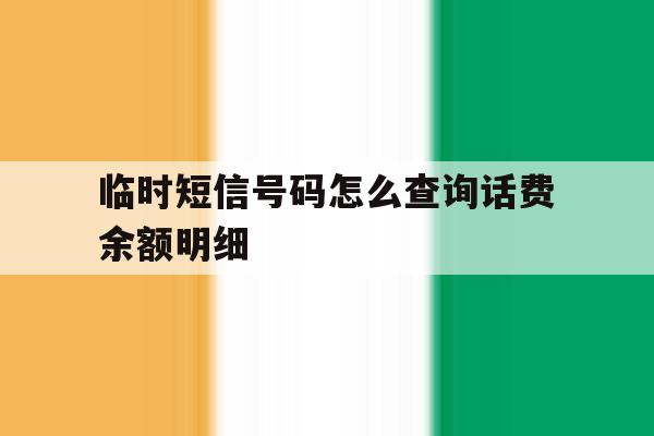 临时短信号码怎么查询话费余额明细 临时短信号码怎么查询话费余额明细
