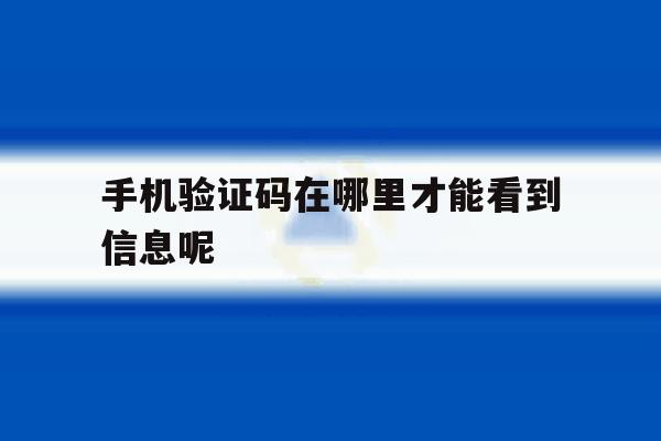 手机验证码在哪里才能看到信息呢 手机验证码在哪里才能看到信息呢