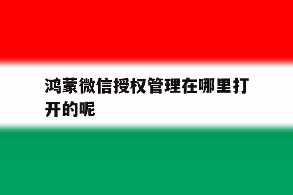 鸿蒙微信授权管理在哪里打开的呢 鸿蒙微信授权管理在哪里打开的呢