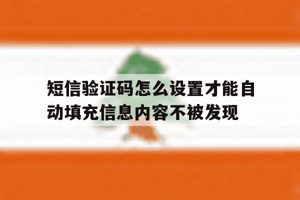 短信验证码怎么设置才能自动填充信息内容不被发现的简单介绍 短信验证码怎么设置才能自动填充信息内容不被发现的简单介绍