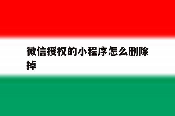 微信授权的小程序怎么删除掉 微信授权的小程序怎么删除掉