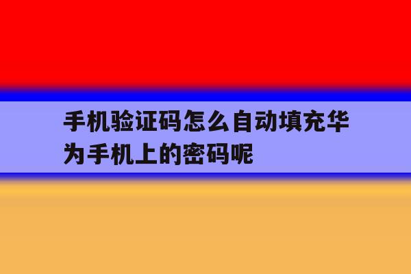 关于手机验证码怎么自动填充华为手机上的密码呢的信息 关于手机验证码怎么自动填充华为手机上的密码呢的信息