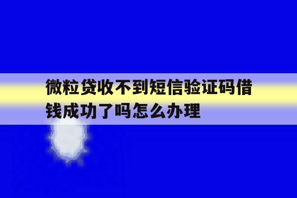 微粒贷收不到短信验证码借钱成功了吗怎么办理的简单介绍 微粒贷收不到短信验证码借钱成功了吗怎么办理的简单介绍