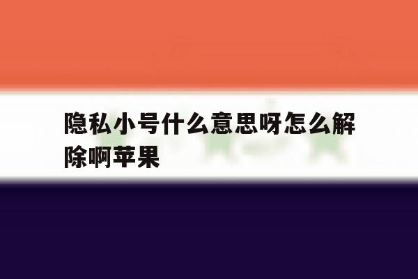 隐私小号什么意思呀怎么解除啊苹果 隐私小号什么意思呀怎么解除啊苹果