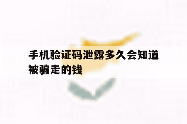 手机验证码泄露多久会知道被骗走的钱 手机验证码泄露多久会知道被骗走的钱
