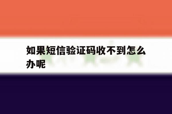 如果短信验证码收不到怎么办呢 如果短信验证码收不到怎么办呢