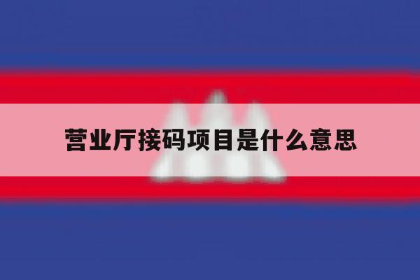营业厅接码项目是什么意思 营业厅接码项目是什么意思
